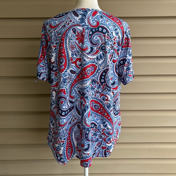 •Ruby Rd.• Paisley Short Sleeve Knit Top – Size Medium - Picture 6 of 8